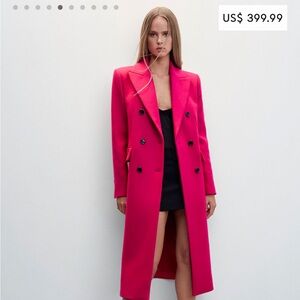 Mango Wool Double Breasted Coat NWT FUSHIA